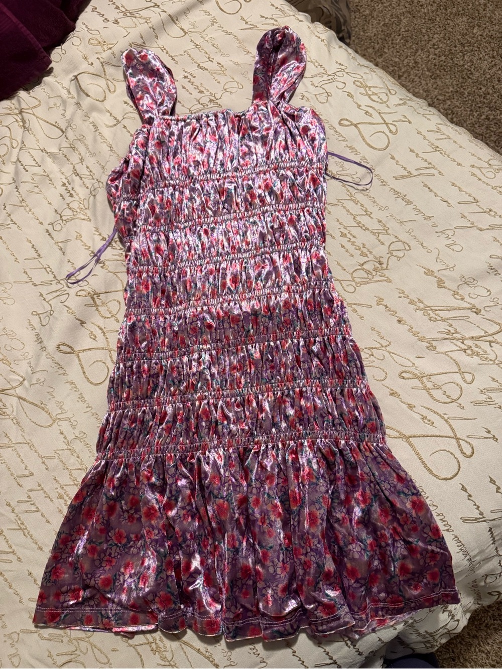 Free the Roses Pink and Purple Floral Smocked Sundress